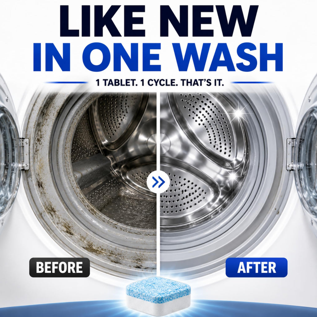 GRIME LABS Washing Machine Cleaner Tablets - Penetrating Deep Clean Washer Cleaner Tablets For Front Loader And Top Load HE - Active Formula Tub Descaler Deodorizer