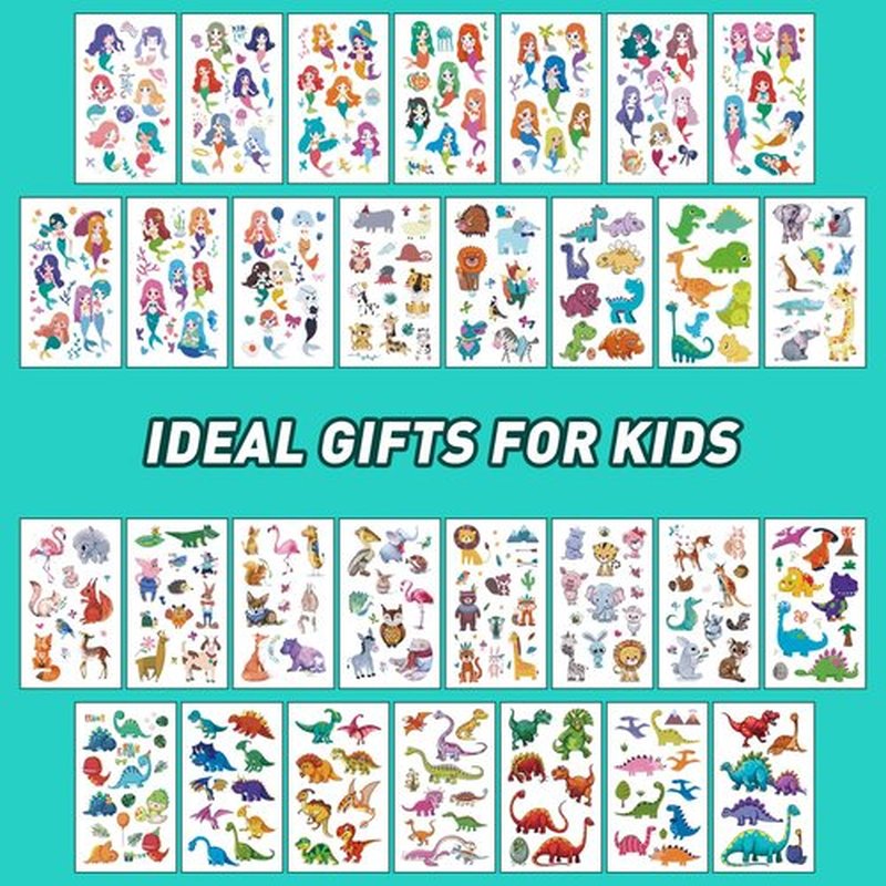 Temporary Tattoo Kids - 150 Sheets & 1700+ Patterns | Boosts Imagination/Creativity & Easy-Clean | Ideal for Party Favors, Arts & Crafts, Goodie Bags (Non-Toxic, Safe for Skin)-B