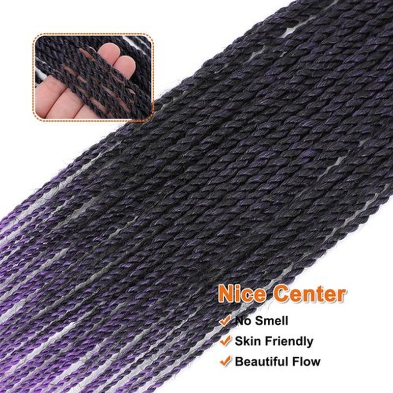 NAYOO Senegalese Twist Crochet Hair - 8 Packs 18 Inch Ombre Purple Crochet Hair For Black Women, 35 Strands/Pack Small Twist Crochet Braids Hair Hot Water Setting, Crochet Braiding Hair Straight Ends