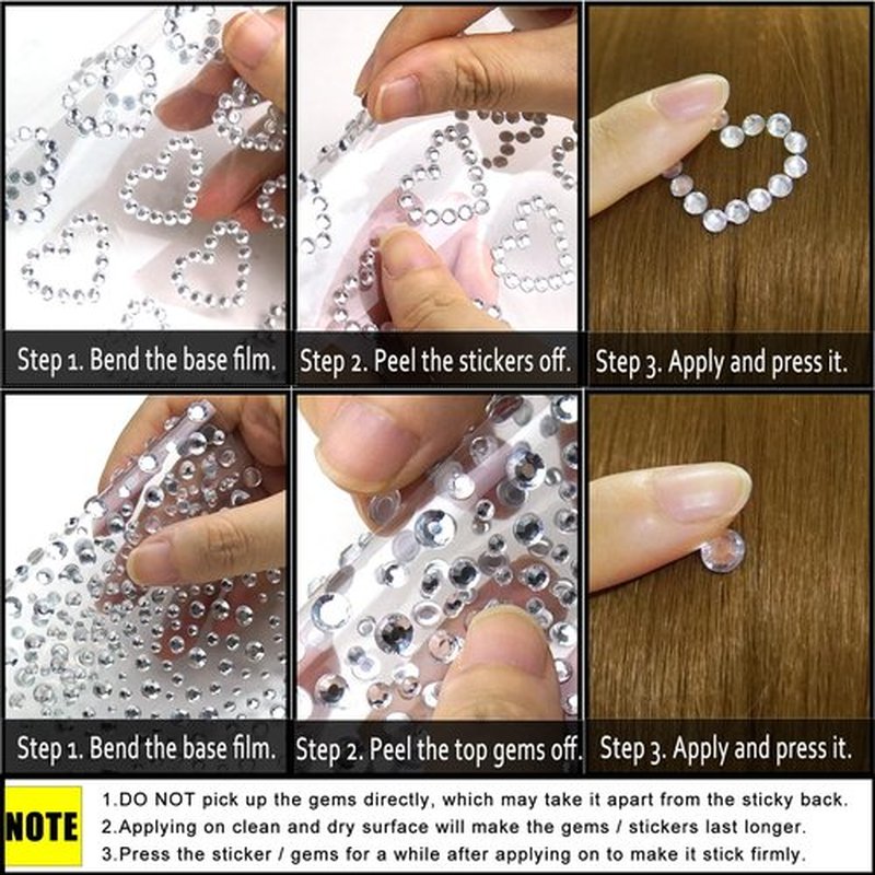 Hair Face Gems Jewels Self Adhesive Heart Numbers Letters Star Rhinestone Stickers, Stick on Rhinestones Stickers for Face, Hair, Makeup, Body, Crafts, Festival Decal Decor (5 Sheets, 463 Pcs)