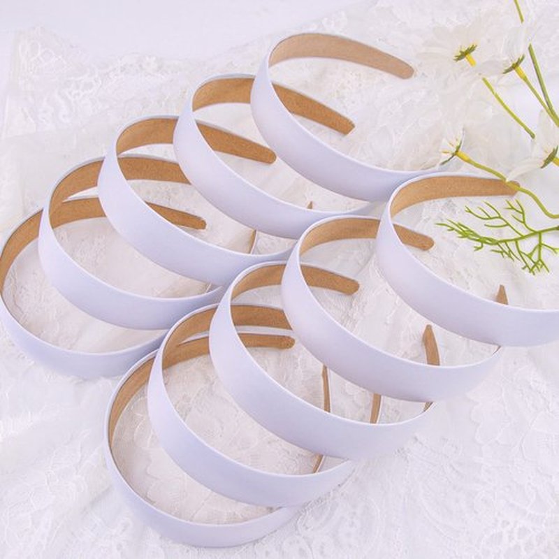 SIQUK 36 White Satin Headbands - 1 Inch Wide Non-slip DIY Headbands for Women