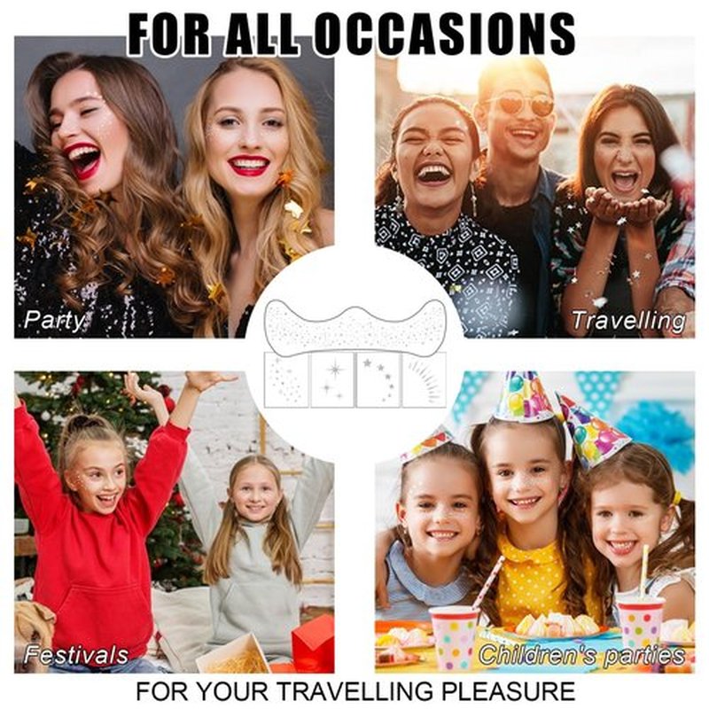 20PCS Glitter Freckles, Glitter Freckles Face Tattoo, Sparkle Freckles for Women and Kids, Cute Star Waterproof Silver Temporary Face Tattoos Glitter Glow Up Patches Makeup Patches (Silver)