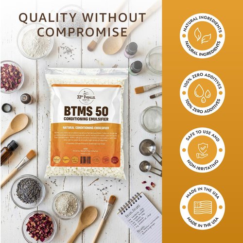 33rd PARALLEL | BTMS 50 (2 oz) Conditioning Emulsifier | 100% Natural Plant Derived | Behentrimonium Methosulfate Cetearyl Alcohol Emulsifying Conditioner | Product of USA (2 Ounces)