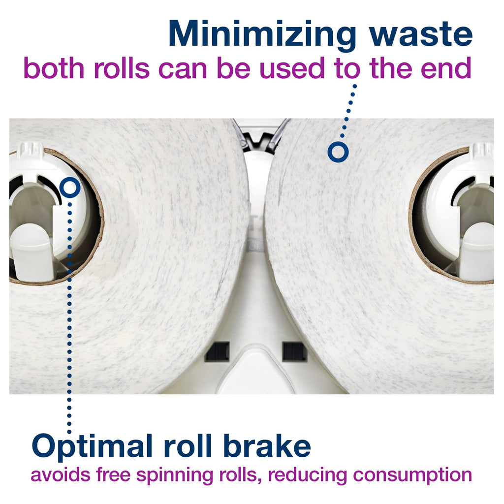 Tork Twin Mini Jumbo Toilet Paper Roll Dispenser Black T2, Protects Rolls, Elevation Range, 5555290