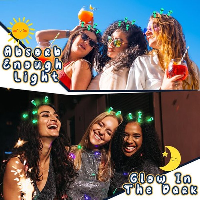 Luinabio 30 Pcs Mini Alien Glow in the Dark Hair Clips Alien Hairpins for Space Theme Party Funny Hair Clips Halloween Accessories for Rave Music Festival