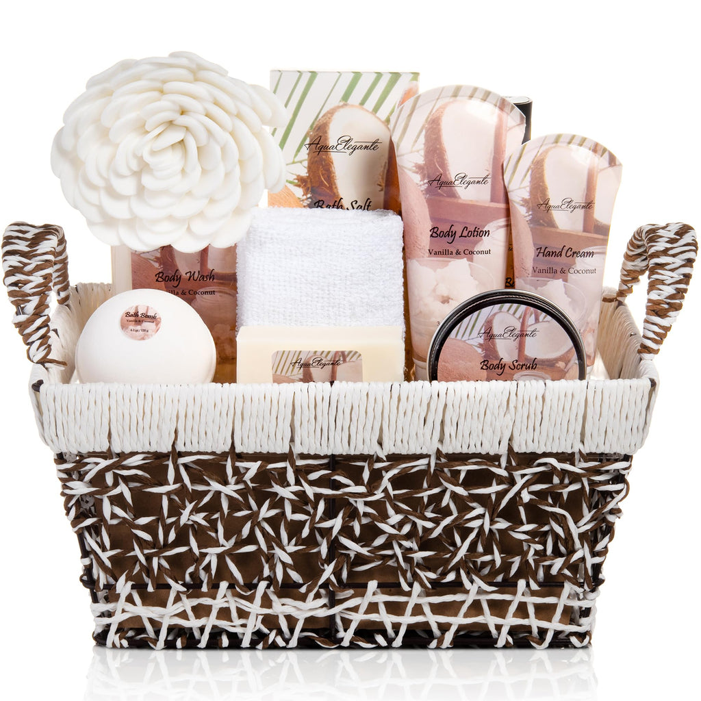 Bath Baskets For Women - Deluxe Bath Spa Kit Includes Body Wash, Bubble Bath, Lotion, Bath Salts, Body Scrub, Body Spray, Shower Puff, Bathbombs, Soap and Towel