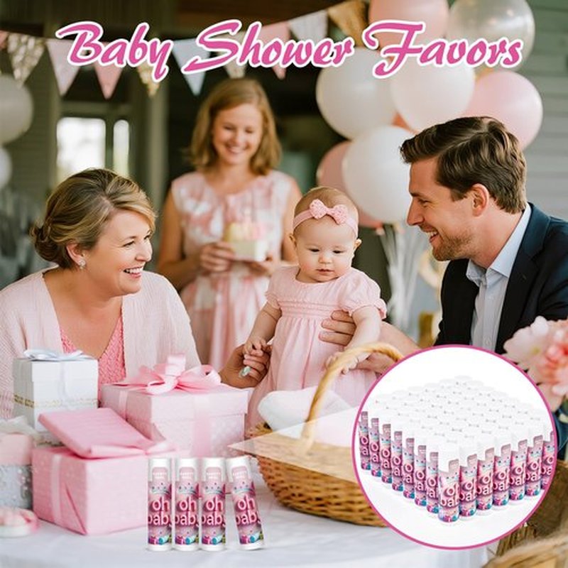 60 Pack Oh Baby Lip Balm Set, Baby Shower Favors for Guests,Shower Game Winner Gifts, Gender Reveal Party Favors