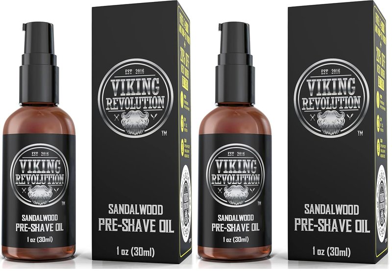 Viking Revolution Pre-Shave Oil for Men - Smooth & Irritation-Free Shave, 1 Fl Oz | Pack of 2