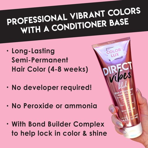 Color Lux Direct Vibes Semi-Permanent Hair Color, Copper, Vibrant & Long-Lasting Shade, Ammonia-Free, Vegan, Sulfate-Free, Paraben-Free, 8 fl oz