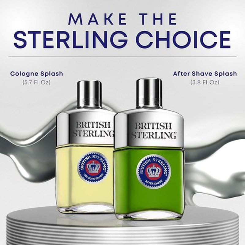 British Sterling Aftershave for Men - Classic Scent | 3.8 Oz Bottle