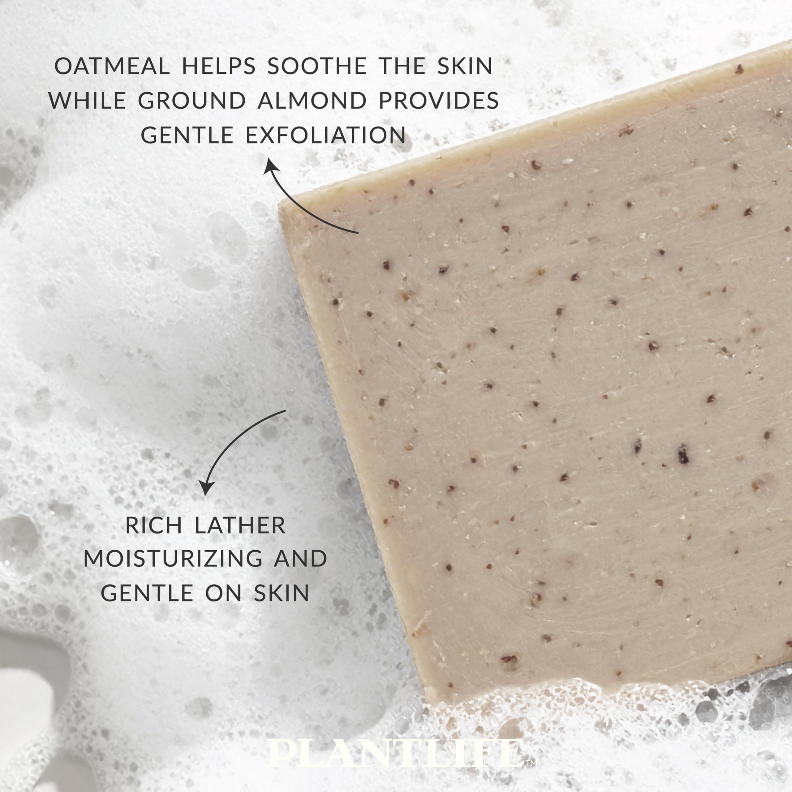Plantlife Oatmeal Almond Bar Soap - Moisturizing and Soothing Soap for Your Skin - Hand Crafted Using Plant-Based Ingredients - Made in California 4oz Bar