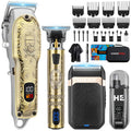 HIENA PRO Hair Clippers for Men Professional, Cordless Barber Clipper and T-Blade Beard/Hair Trimmer Set, Electric Razor Foil Shaver Nose Trimmer Barber Kit, Men's Hair Cutting Kit (232 Set)