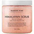 Majestic Pure Himalayan Pink Salt Body Scrub - Exfoliating Collagen & Almond Oil | 10 oz for Skin Care, Stretch Marks & Cellulite