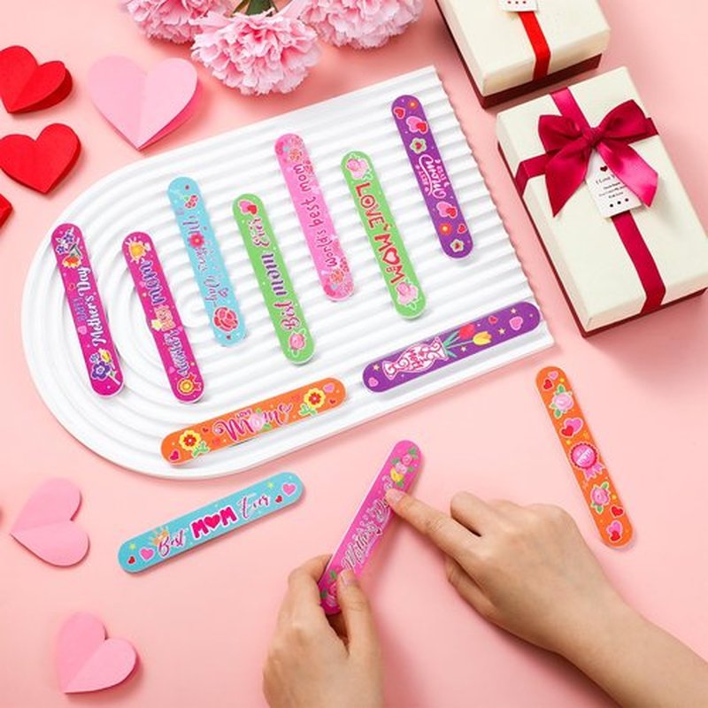 Gisafai 48 Pcs Mother's Day Gift Mom Emery Board Mother's Day Double Sided Nail File Manicure Tools for Party Supplies 12 Styles