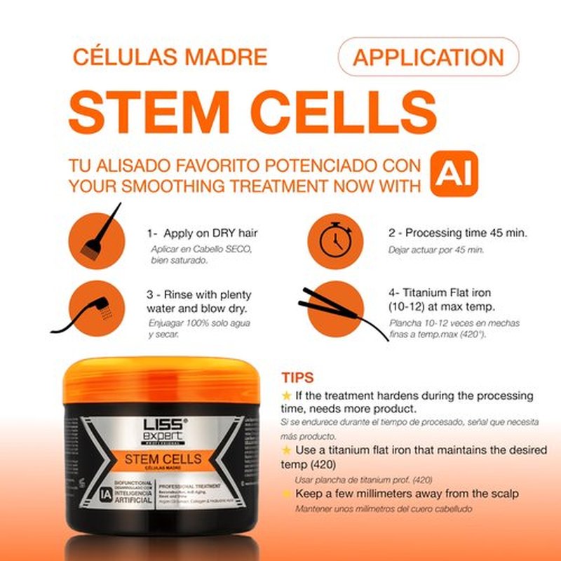 Liss Expert Hair Treatment Set, Stem Cells Express 8.45 oz (ONE shoulder hair lengh app) and Divine Oil 1.69 oz, Organic Smoothing Treatment