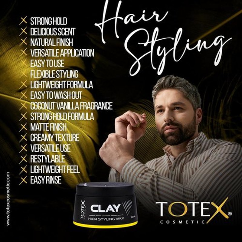 Totex Hair Styling Clay Wax - Natural Matte Finish for Messy Look | Unisex 150 ml