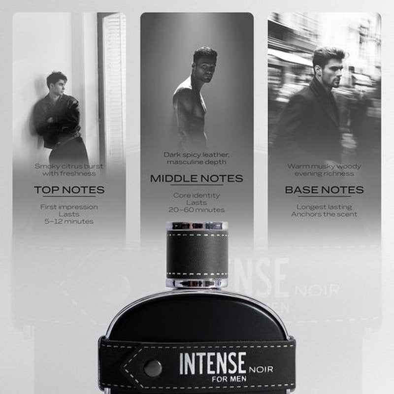 Sapil Intense Noir Eau de Parfum for Men - Long-Lasting Bold Scent with Amber, Leather & Musk - 100ml