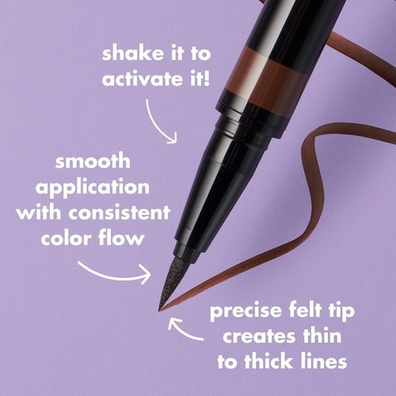 e.l.f. H2O Proof Eyeliner Pen - Waterproof, Long-Lasting, High-Pigmented Felt Tip Liner | Deep Brown, Vegan & Cruelty-Free