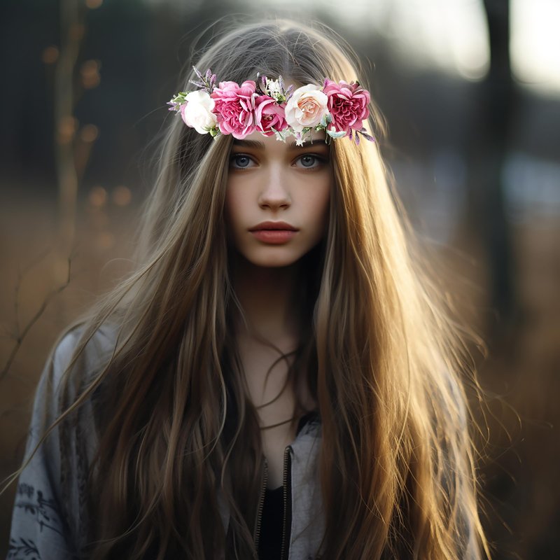Vivivalue Fairy Floral Crown Flower Headband Woodland Headpiece Hair Wreath Forest Elven Circlet for Women Halloween Renaissance Wedding Bridal Cosplay Prom Photo Props Pink