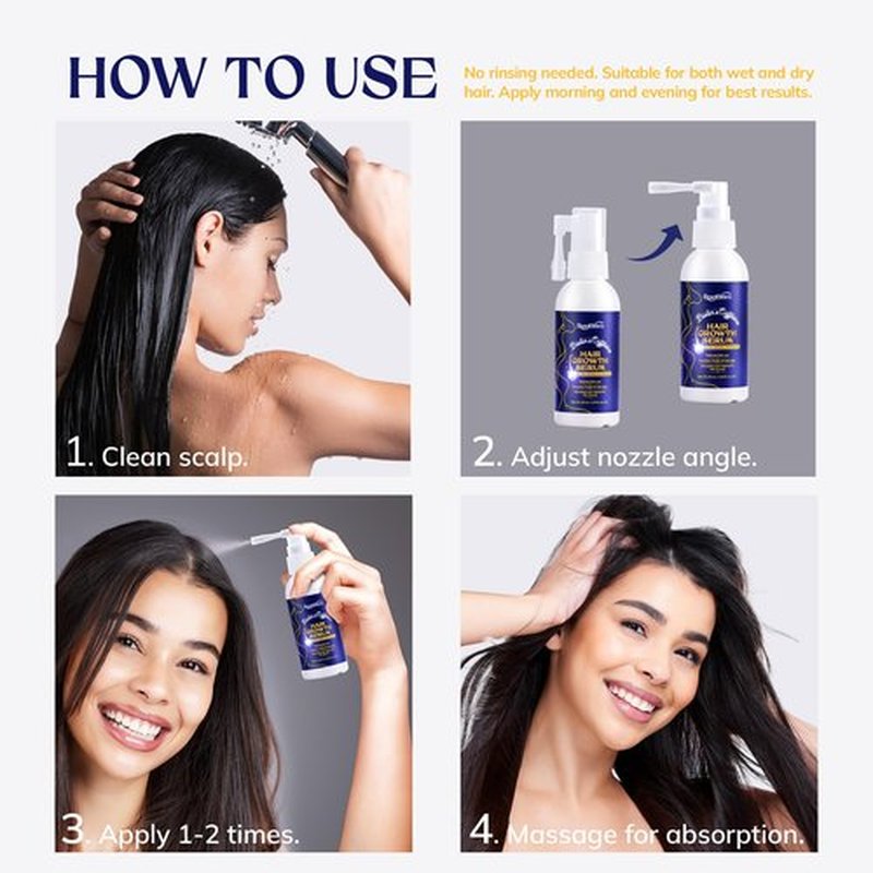 Hair Growth Serum, Rice Water & Biotin & Caffeine, Hair Growth Spray for Men & Women, Hair Oils for Hair Growth - Hair Thinning, Longer, Fuller Hair, Enriched with Seven Herbal Extracts