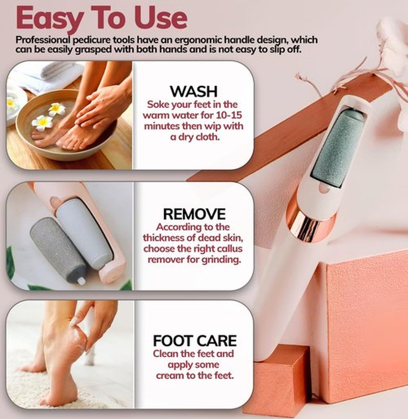 Electric Callus Removers for Feet, Rechargeable Electric Foot Callus Remover Pedicure, Removes Dry Skin for Smoother Feet, Foot Care for Dead Skin Ideal Gift (Silver)
