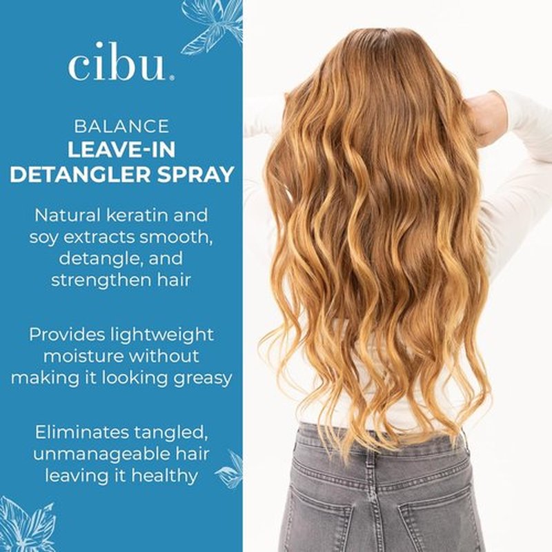 CIBU Balance Leave-In Detangler Spray | Moisturizing Conditioner for All Hair Types - 8 Ounces