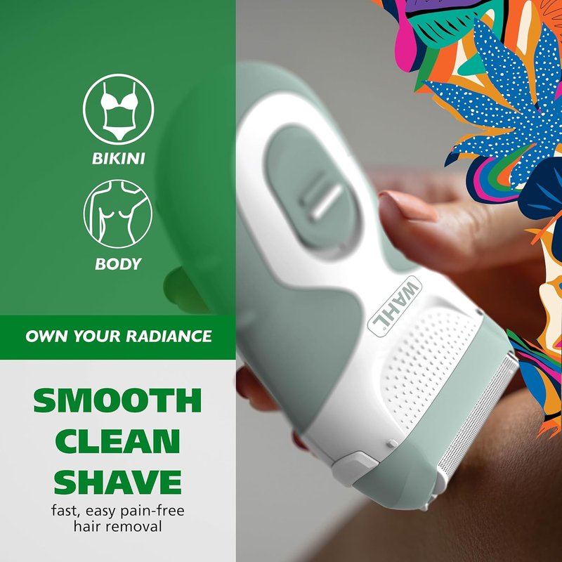 Wahl Be Radiant Electric Shaver for Women - Dual Foil Head & Long Hair Trimmer, Cordless for Smooth Legs & Underarms