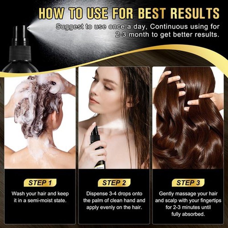 Organic Black Rice Water Spray for Hair Growth, A Solution with Castor Oil & Ginger Root Extract for Thicker, Fuller Hair, Targets Hair Loss and Repairs Damage 100ml/3.2 fl.oz (1 PC)