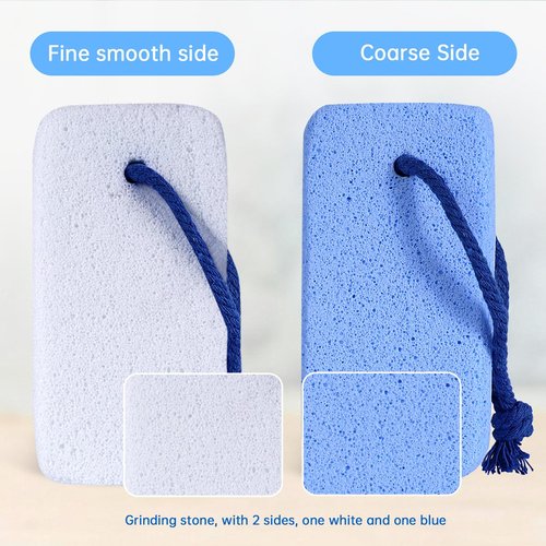 LIGOFLORA Glass Pumice Stone for Feet Callus Remover, 4-in-1 Foot Scrubber Kit with Dual-Sided Large Pumice Stones, Cone Foot Exfoliator and Nail Cleaning Brush, Blue & White