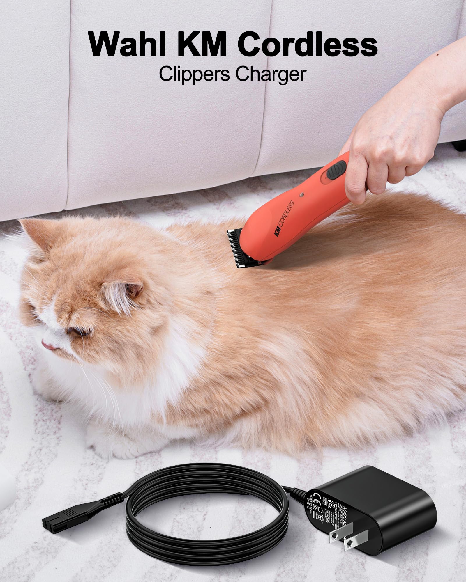 VHBW 12V 2A Charger Cord for Wahl KMC+ Pet Cordless Clipper, KM Cordless
