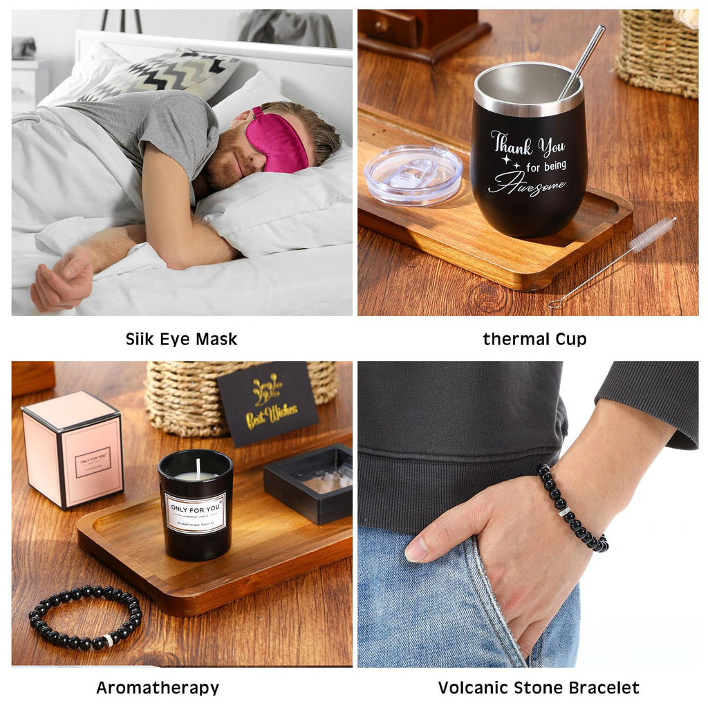 Nuogo 15 Pcs Birthday Gifts for Men Beard Care Set for Him Dad Birthday Gifts Basket Ideas Kit for Men Tumbler Bath Robe for Father's Day Dad Husband Boyfriend Box(Unhooded,Wine Red)