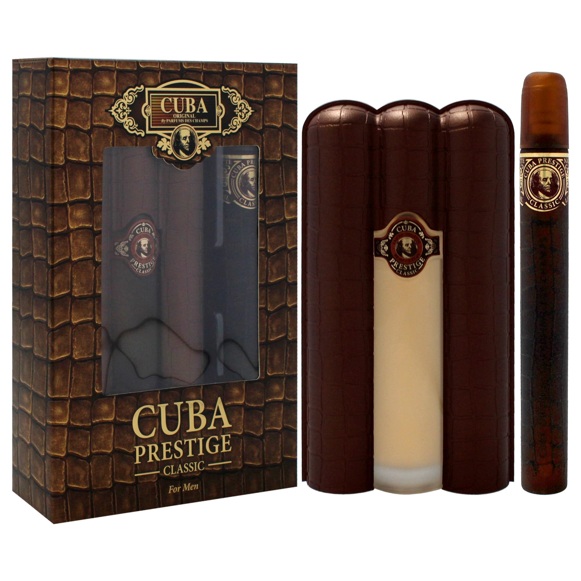 Cuba Prestige Classic by Cuba for Men - 2 Pc Gift Set 3.4oz EDT Spray, 1.17oz EDT Spray