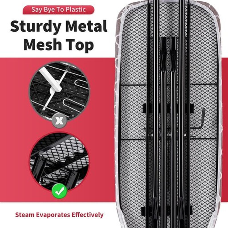 Sturdy Ironing Board by [Brand Name] - Full Size 57” L x 15” W | Foldable & Adjustable with Heat-Resistant Cover (Black Gray)