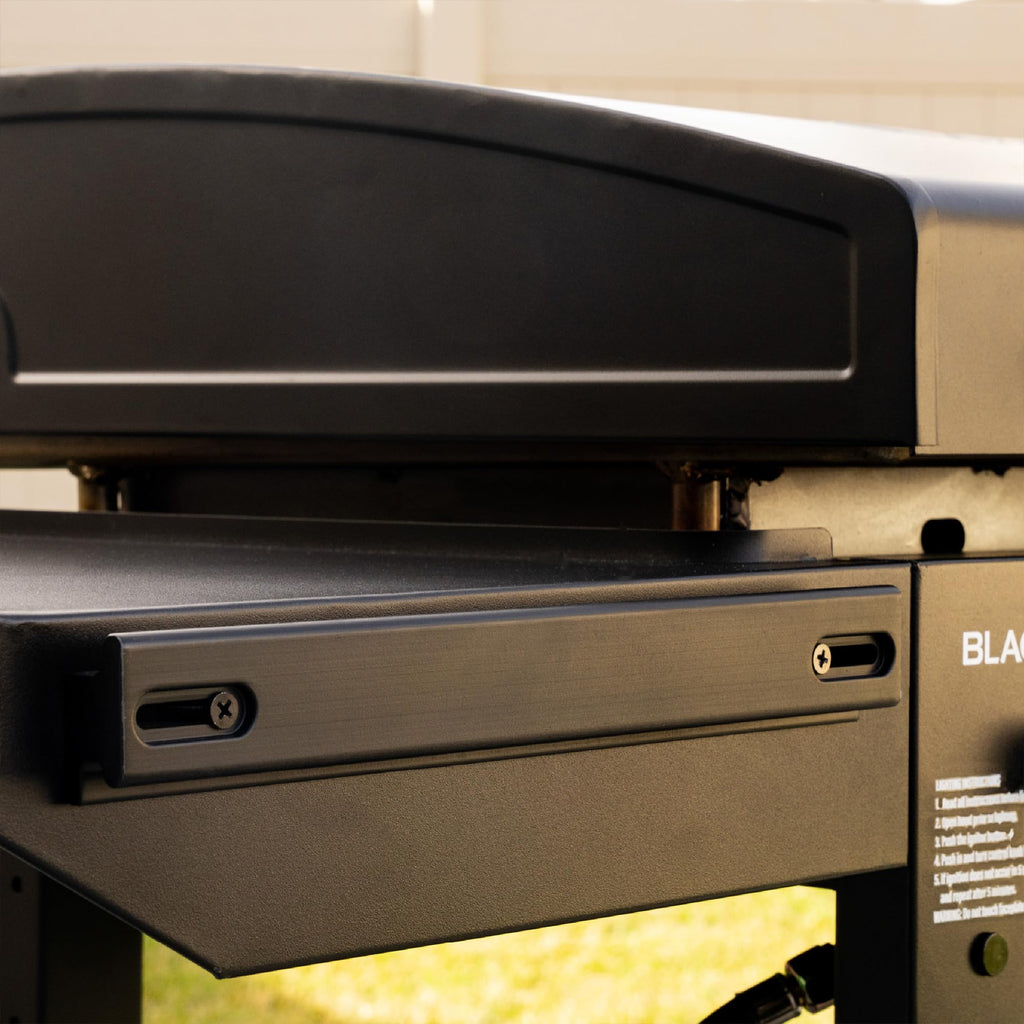 Blackstone Original 28" Griddle, Outdoor Cooking Station with Built-In Hood, Black - Includes Extendable Side Shelves and Caster Wheels