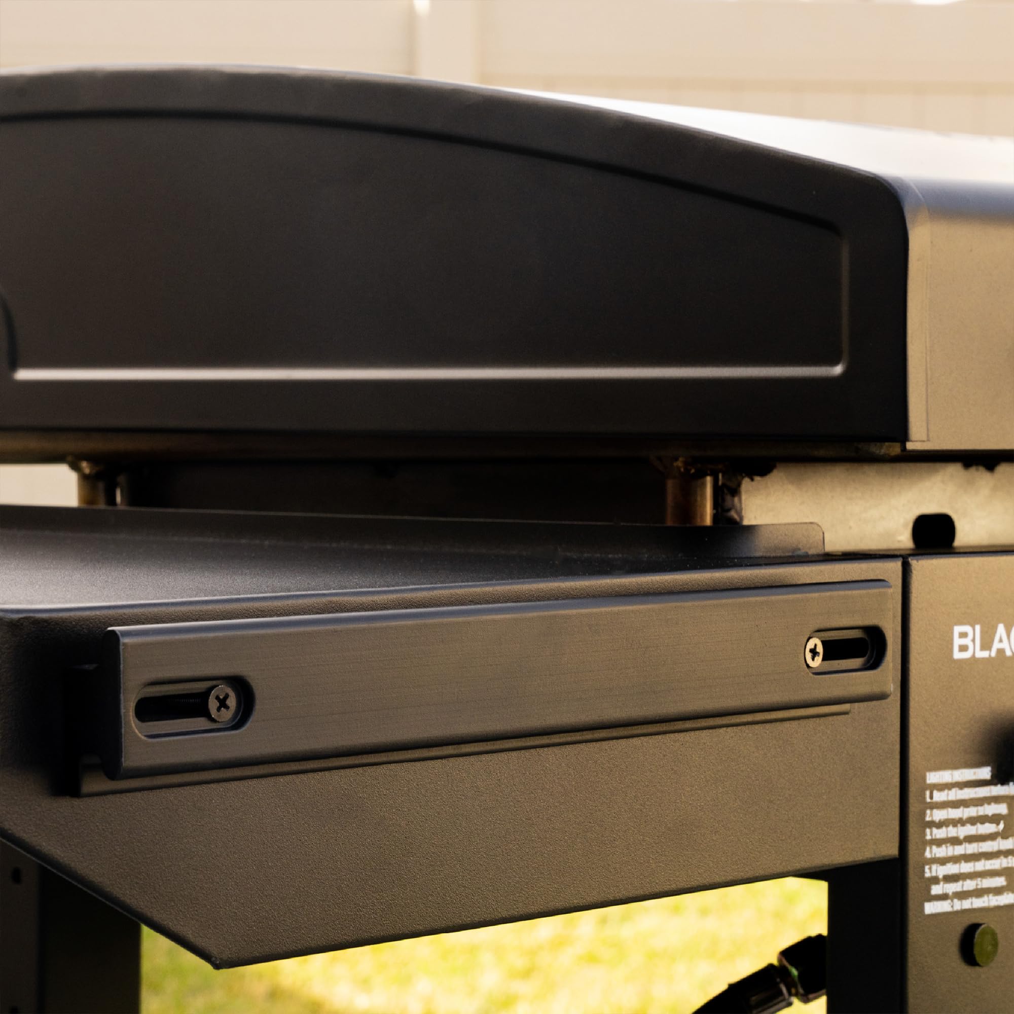 Blackstone Original 28" Griddle, Outdoor Cooking Station with Built-In Hood, Black - Includes Extendable Side Shelves and Caster Wheels