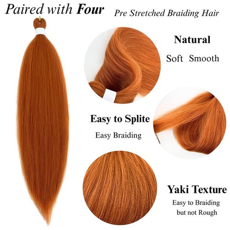 Ginger Orange Boho Braiding Hair Extensions Pre Stretched Boho Curly Deep Wave Crochet Boho Braids Gyal Bohemian Hypoallergenic Ez Braid Non Toxic Synthetic Yaki Fulani