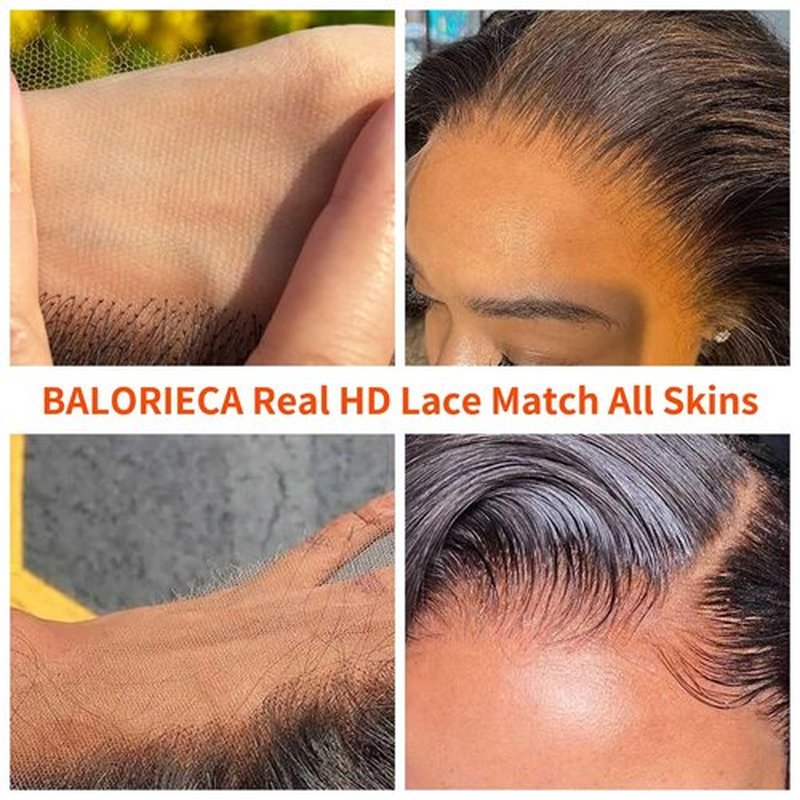 BALORIECA Real 4x4 HD lace closure Swiss Skinlike Front hd Lace 0.10mm hd lace with invisible knots,Body Wave raw human hair Nature black(20 Inch, Body Wave)