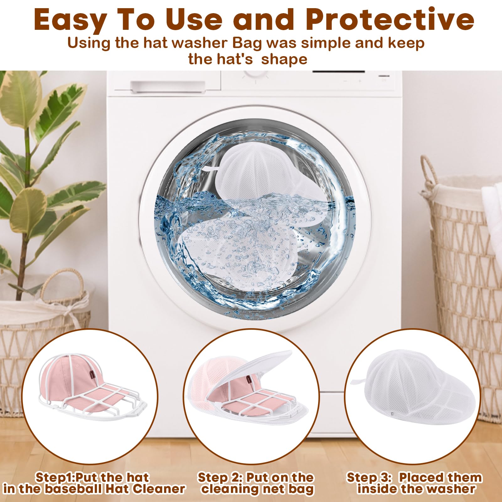 SelfTek 2 Pack C-ap Washer, Hat Cleaner for Baseball, Hat Washer Mesh Bags Compatible with Most Washing Cage- Hat Rack is NOT INCLUDED