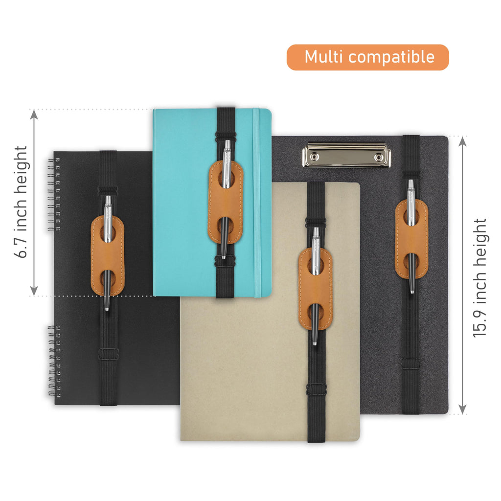 Small Leather Adjustable Pen Holder for Journals, Notebooks, Planners, Books, Pencil Sleeve Case Pouch, Elastic Pen Holder for Notebook, Soft Fountain Pen Case (Vintage Brown)
