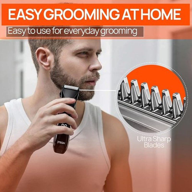 TEGH Men's Beard & Hair Grooming Trimmer - Cordless Waterproof Electric Trimmer with Adjustable Guards