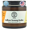 Beef Tallow Balm for Skin -2 Ingredients- Grass-Fed Grass-Finished Beef Tallow & Raw Honey for Skin - Unscented Beef Tallow Honey Balm for Face & Body - Sensitive Dry Skin Eczema Psoriasis Rosacea