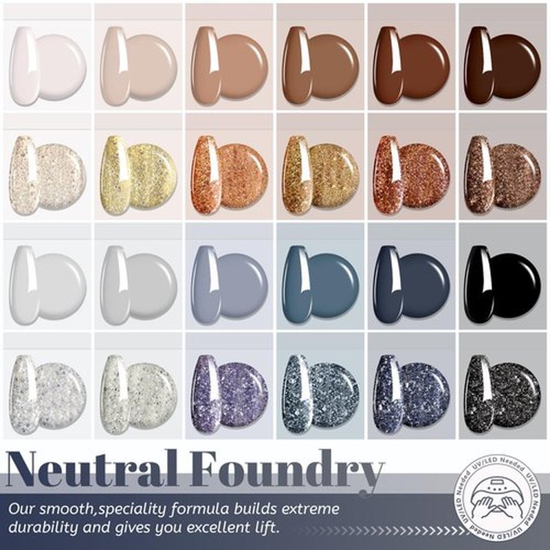 ABAC Fall & Winter Solid Gel Polish Set,Ombre Gel Nail Polish,Pat Paint Nail Art-Brown Gray Blue Glitter Colors w/Pro Brush No-Spill,Hema-Free Nail Kit for Women Industrial Wave Collection