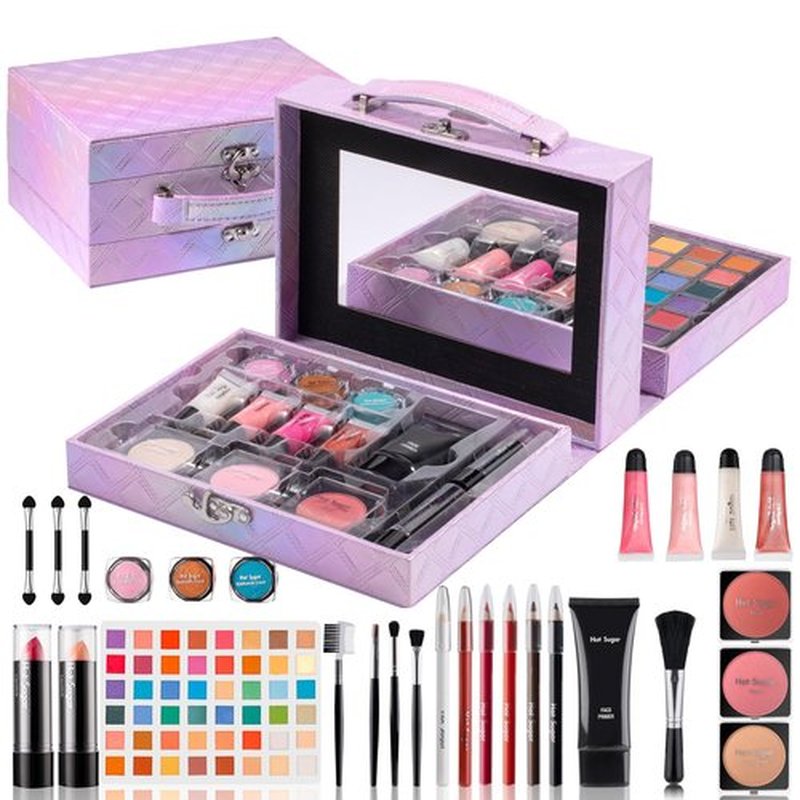 Hot Sugar Makeup Kit for Girls 13-15, Birthday Christmas Makeup Gift Set for Teens 16-18, All in One Beginner Makeup Kit for Women Full Kit (Purple Diamond)