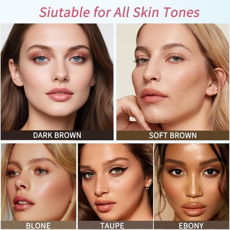 Eyebrow Stencils, Eyebrow Stamp Perfect Eyebrows Waterproof, Eye Brow Stencil Kits Eyebrow Stamp Trio Kit with Sponge Applicator Smudge-proof for Women With 10PCS Eyebrow Shaping Kit, Dark Brown
