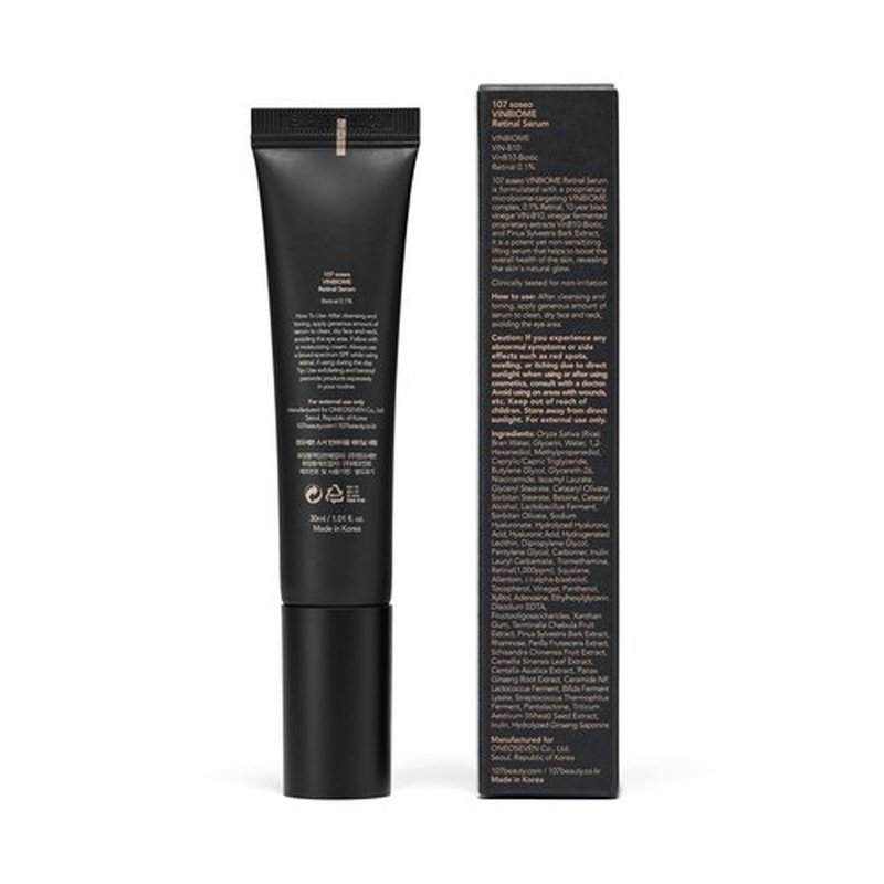 107 VINBIOME Retinal Serum, Retinal 0.1% & Ginseng, Hydrating & Firming Face, Supports Smooth & Youthful-Looking Skin, Gentle for Sensitive Skin (1.01 fl oz)