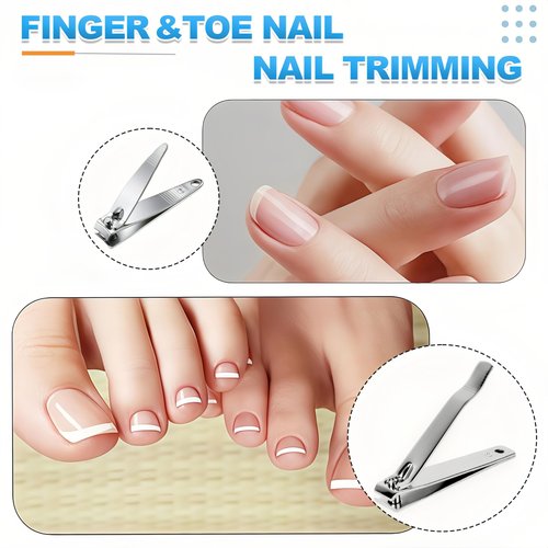 Keeshibao 20-Pack Stainless Steel Fingernail & Toenail Nail Clippers Bulk Set - 12 Small + 8 Medium Size with Storage Pouch, Manicure Kit for Men/Women Travel, Gifts, Homeless Care Supplies