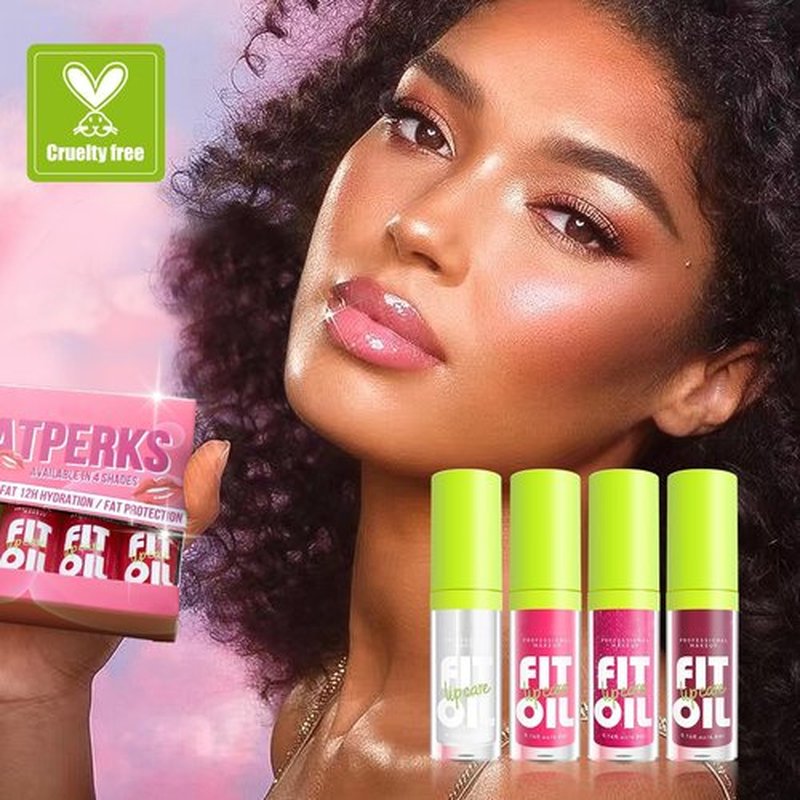 Tiejdhr 4 Colors Lip Oil Lip Glaze, Hydrating Lip Glow Oil Big Brush Head Shiny Moisturizing Lip Gloss, Long Lasting Non-sticky Fresh Transparent Tinted Plumping Lip Oil- Set A