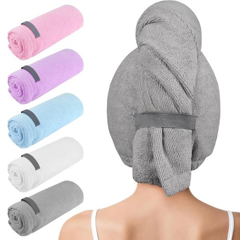 AIDEA Microfiber Hair Towel, Open Wide-End Hair Towels, Super Absorbent Hair Towel Wrap for Women, 5Pack, 31.5×18.9 inch
