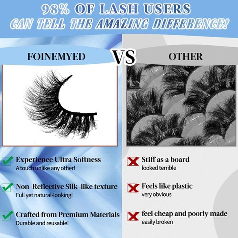 FOINEMYED 21 Pairs False Eyelashes 3 Styles Mixed Strip Lashes 18-25mm Fluffy Eyelashes Pack 8D Volume Super Soft Faux Mink Lashes D Curl Eyelashes