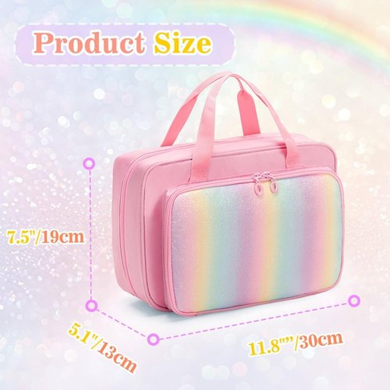 GRAOSO Hanging Hair Accessories Organizer for Baby Girls, Hair Bow Storage Bag, Travel Hair Stuff Case for Hair Clips, Hair Ties, Headbands, Scrunchies, Pink (Bag only)
